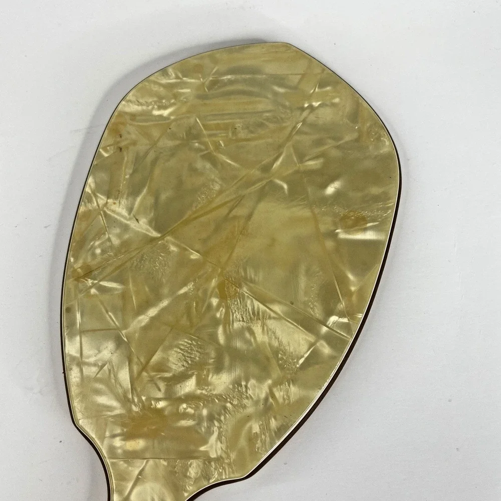 Vtg Keystone Art Deco Vanity Plastic Celluloid Dresser Hand Mirror Pearlized‎
